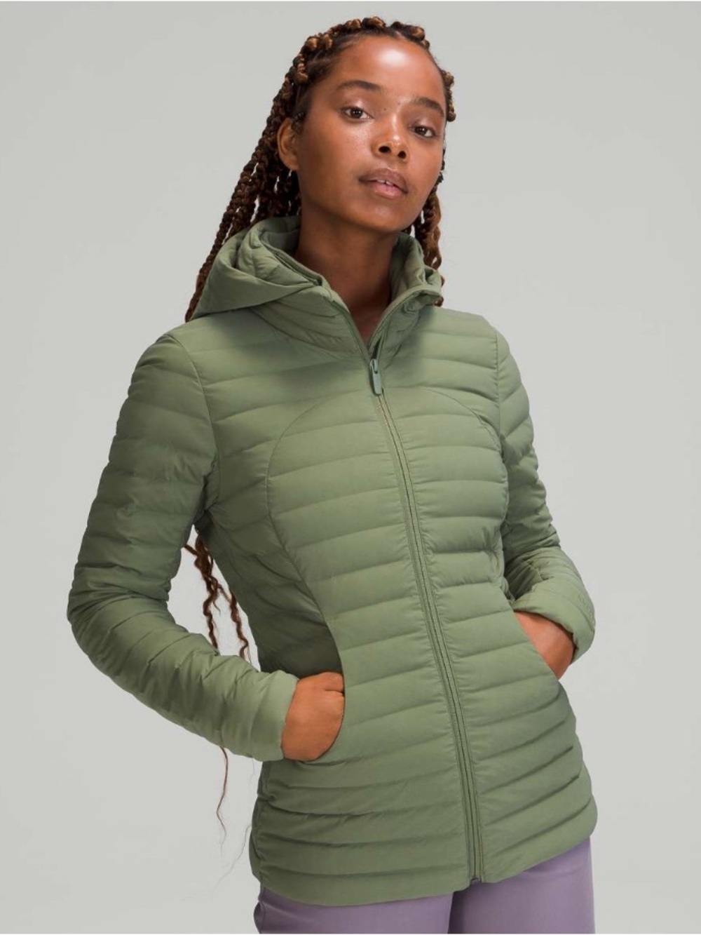 Lululemon Pack it Down Goose Down Puffer Packable Lightweight Jacket Twill Green